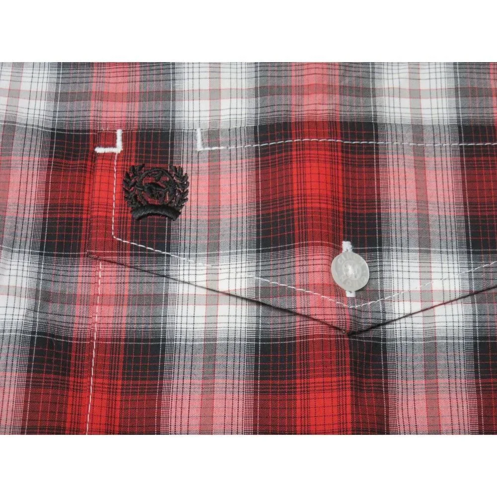 Mens Cinch Western Long Sleeve Button Front Shirt Size XL‎ Red Gray Plaid